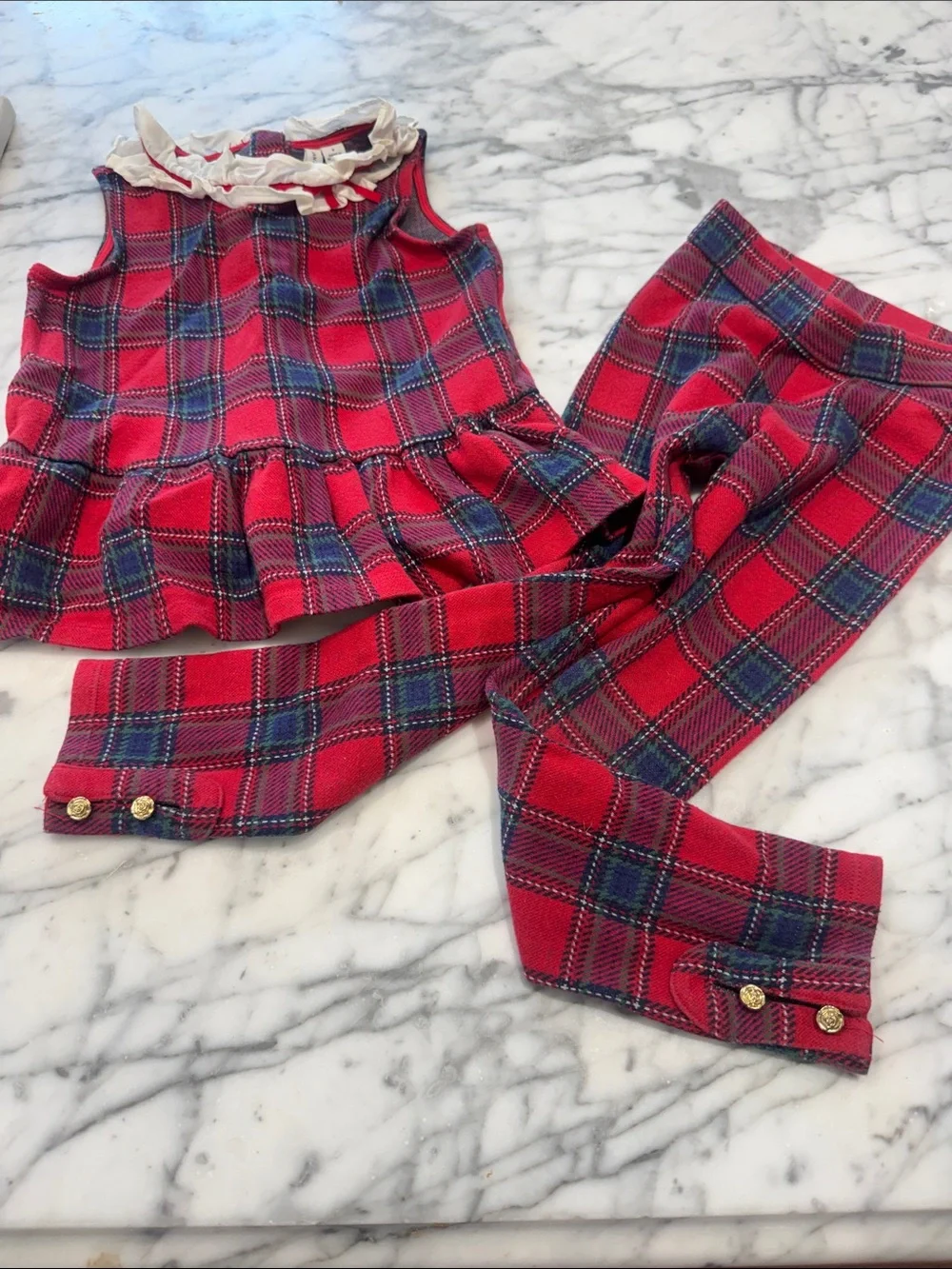Janie and Jack Red Plaid Girls Skirt with Tartan Detail